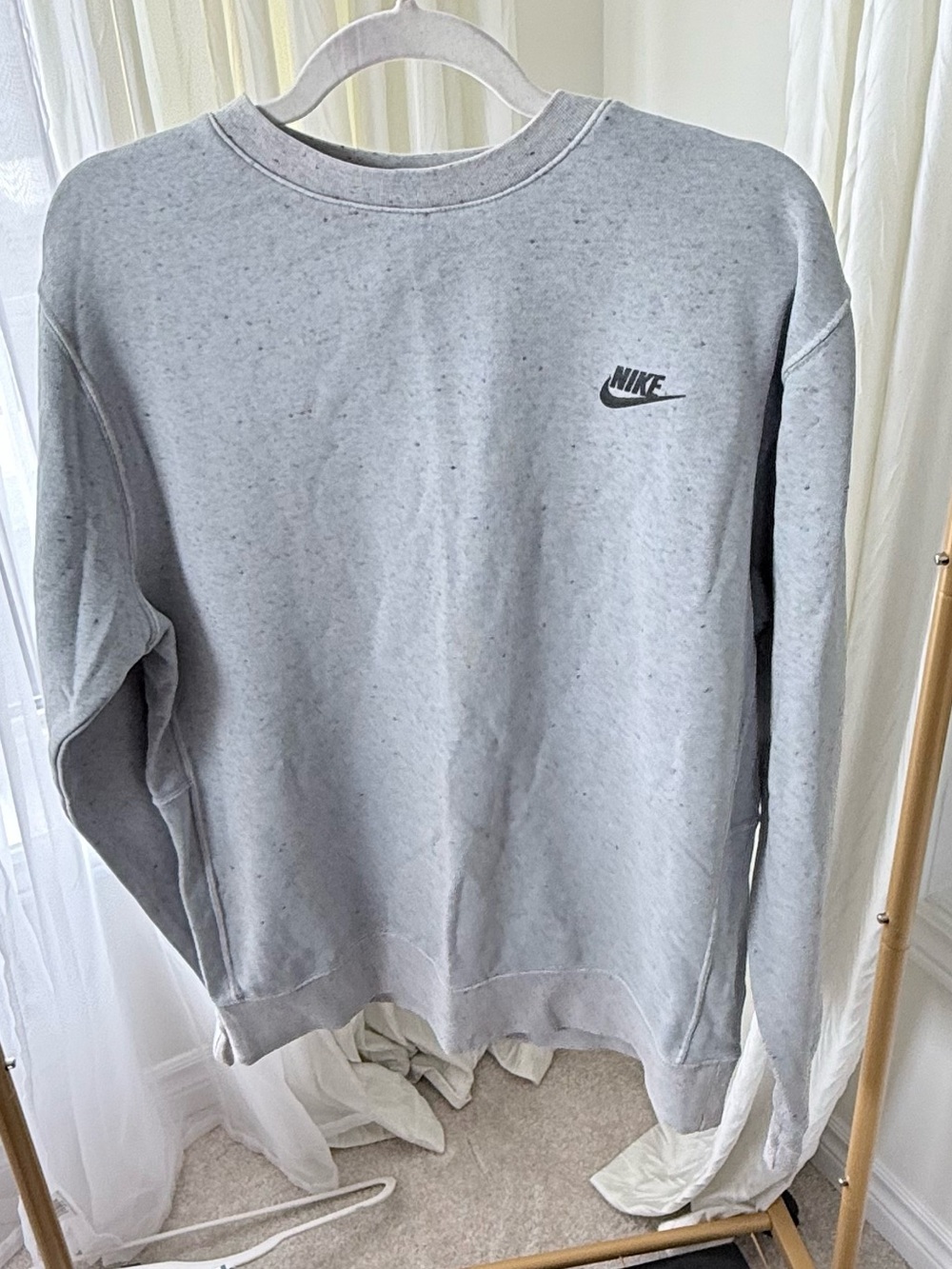 Nike Light Gray Crewneck Sweatshirt with Small Logo